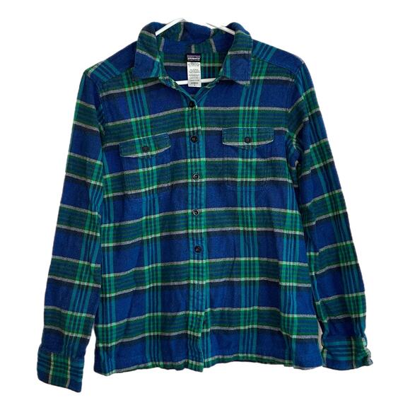 Patagonia Women’s Blue Green Plaid Flannel Button Down Shirt, Size 8, Pre-owned - Picture 3 of 5